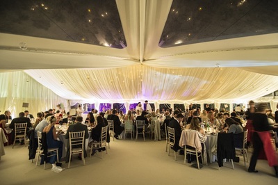 dorset cruciform marquee with ivory linings and solid wood flooring