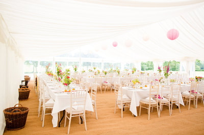 dorset wedding marquee with coconut matting and ivory linings